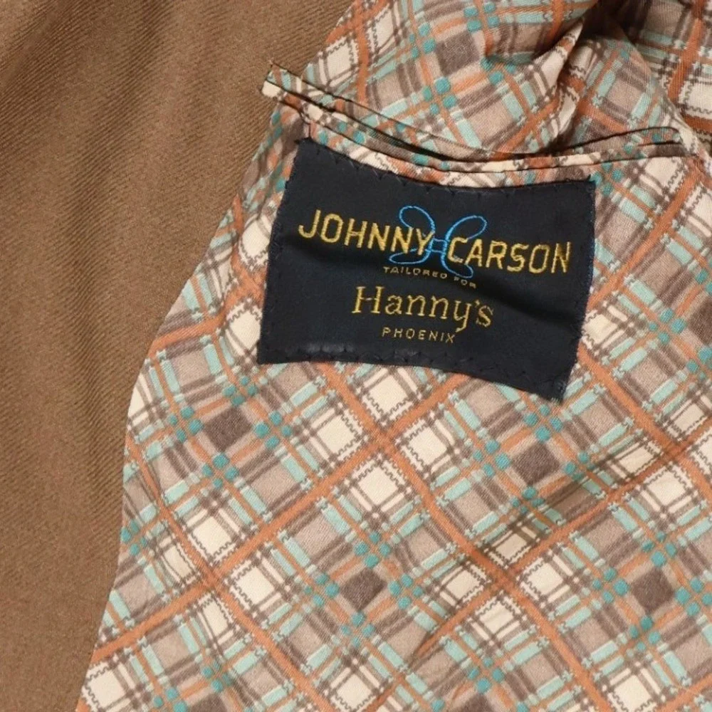Johnny Carson Blazer Vest Set Brown Plaid Lining Vintage 42 Mens Wool Blend